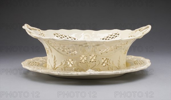 Fruit Basket and Stand, Yorkshire, 1780/1800. Creator: Leeds Pottery.