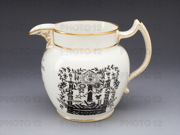 Jug with Masonic Iconography, Stoke on Trent, 1824. Creator: Spode Ceramic Works.