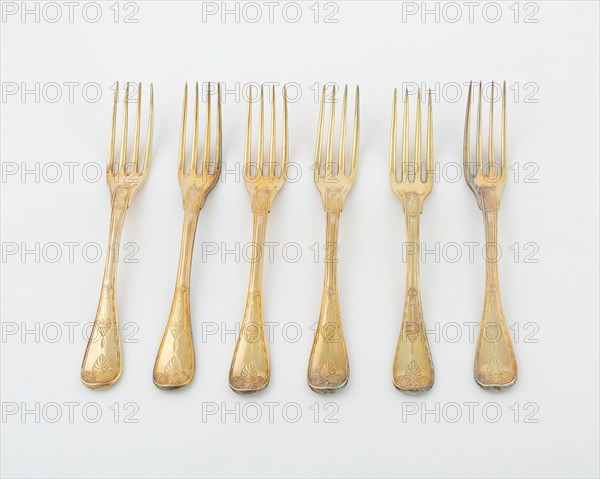 Set of Dinner Forks (10), Paris, 1789-1820. Creators: Martin-Guillaume Biennais, Pierre-Benoît Lorillon.