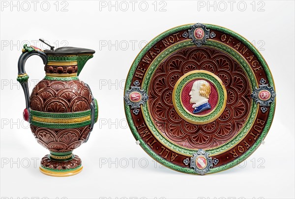 Shakespeare Ewer and Basin, England, Ewer: 1873, Basin: 1871. Creator: Minton.