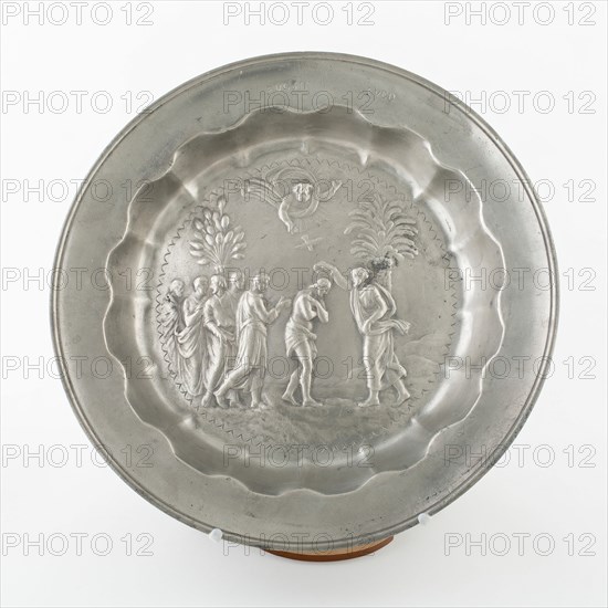 Alms Dish with Baptism of Christ, Netherlands, c. 1800. Creator: Unknown.