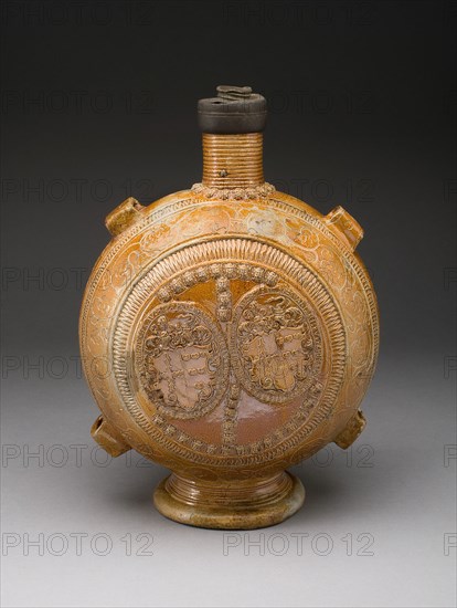 Pilgrim Flask, Raeren, 1587. Creator: Workshop of Jan Emens Mennicken.