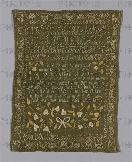 Sampler, England, 1818. Creator: Elizabeth Gloon.