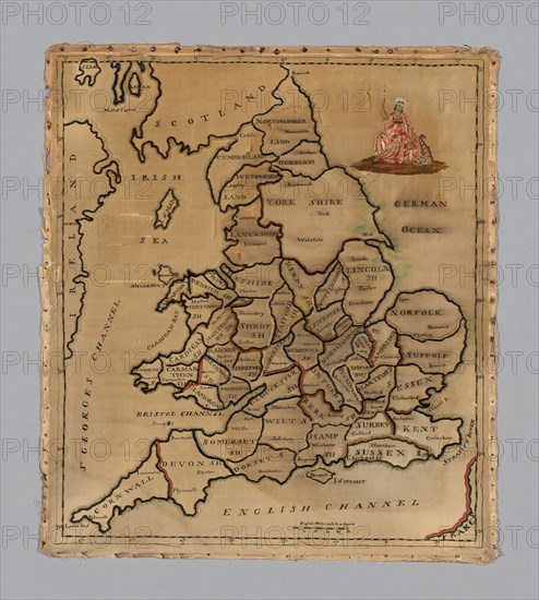 Sampler (Map), England, c. 1800. Creator: Unknown.