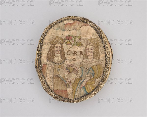 Oval Box Showing Charles II and Catherine of Braganza, England, c. 1660. Creator: Unknown.