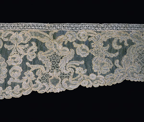 Sleeve Ruffle (Engageante) and Lappets (Joined), France, 1740s. Creator: Unknown.