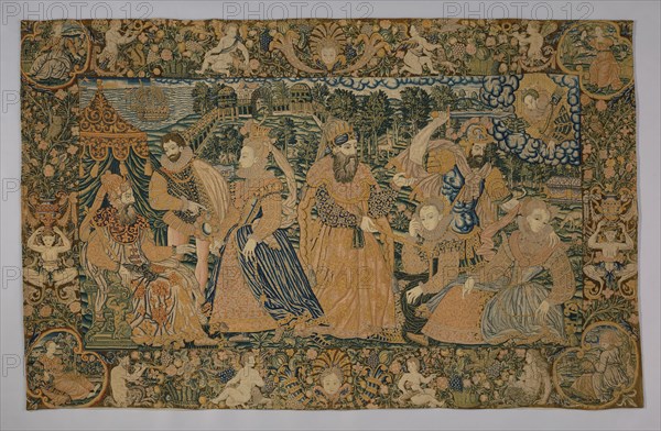 Hanging (Depicting the Story of Esther and King Ahasuerus) (Needlework), France, 1575/1600. Creator: Unknown.
