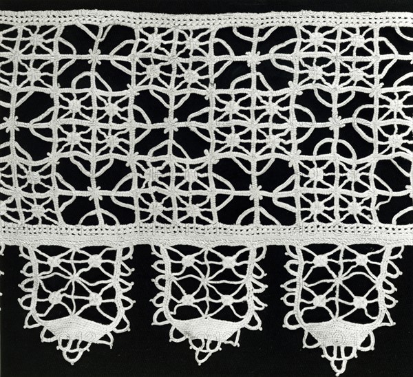 Border, Italy, 1875/1900 (reproduction of 16th century Reticello design). Creator: Unknown.