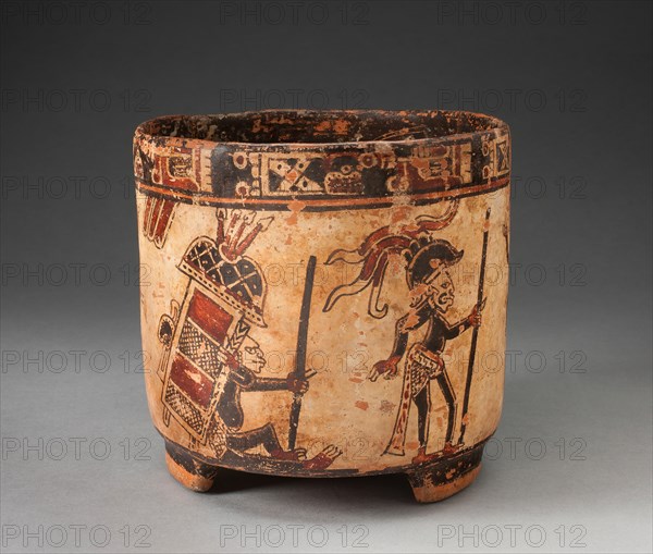 Tripod Vessel Depicting Monkey Hunters and Traders, A.D. 850/950. Creator: Unknown.