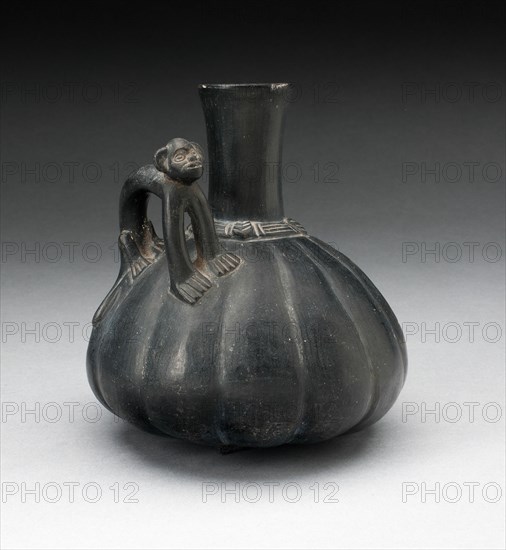 Gourd-Shaped Blackware Jar with Standing Puma on Shoulder, 200 B.C./A.D. 200. Creator: Unknown.