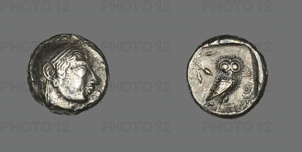 Tetradrachm (Coin) Depicting the Goddess Athena, 530-490 BCE. Creator: Unknown.