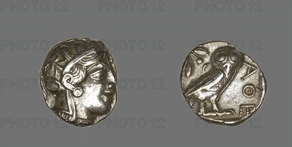 Tetradrachm (Coin) Depicting the Goddess Athena, about 490 BCE. Creator: Unknown.