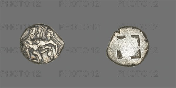 Stater (Coin) Depicting a Satyr and Nymph, 500-463 BCE. Creator: Unknown.