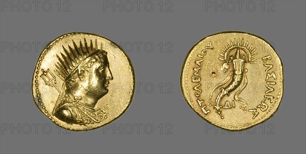 Octadrachm (Coin) Portraying King Ptolemy III Euergetes, Ptolemaic Period (221-205 BCE)..., (247-222 Creator: Unknown.