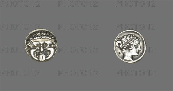 Drachm (Coin) Depicting the Gorgon Medusa, 411-356 BCE. Creator: Unknown.