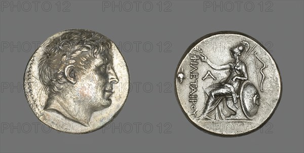 Tetradrachm (Coin) Portraying Philetairos of Pergamon, 241-197 BCE, Issued by Attalos I..., 282-263 Creator: Unknown.