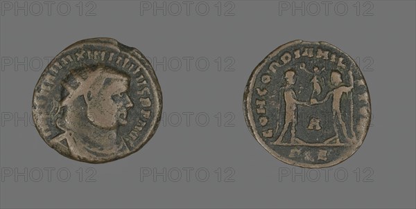 Follis (Coin) Portraying Emperor Maximian, about 296-297. Creator: Unknown.