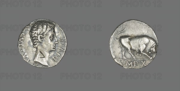 Denarius (Coin) Portraying Emperor Augustus, 15-13 BCE. Creator: Unknown.