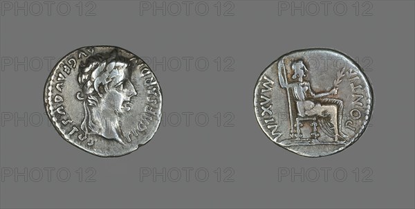 Denarius (Coin) Portraying Emperor Augustus, 14-37. Creator: Unknown.