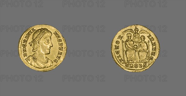 Solidus (Coin) Portraying Emperor Gratian, 375-378. Creator: Unknown.