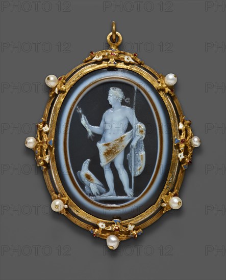 Cameo Portraying Emperor Claudius as Jupiter, Roman, 41-54 CE;  Italian mount, late 16th century. Creator: Unknown.