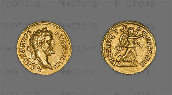 Aureus (Coin) Portraying Emperor Septimus Severus, 194-195, issued by Septimius Severus. Creator: Unknown.