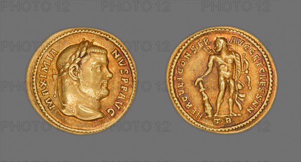 Aureus (Coin) Portraying Emperor Maximianus Herculius, 303. Creator: Unknown.