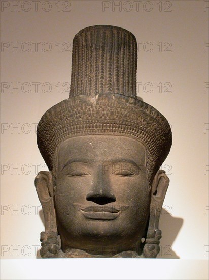 Head of a Male Deity (Deva), Angkor period, 10th/11th century. Creator: Unknown.