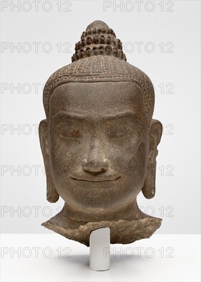 Head of a Buddhist Deity, Possibly Prajnaparamita, Angkor period, late 12th/early 13th century. Creator: Unknown.