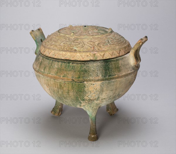 Covered Tripod Cauldron (Ding) with Geometric Designs, Eastern Han dynasty (A.D. 25-220). Creator: Unknown.