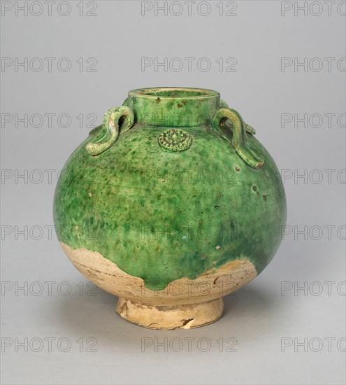 Globular Jar with Loop Handles and Medallions, Tang dynasty (618-906), 8th century. Creator: Unknown.
