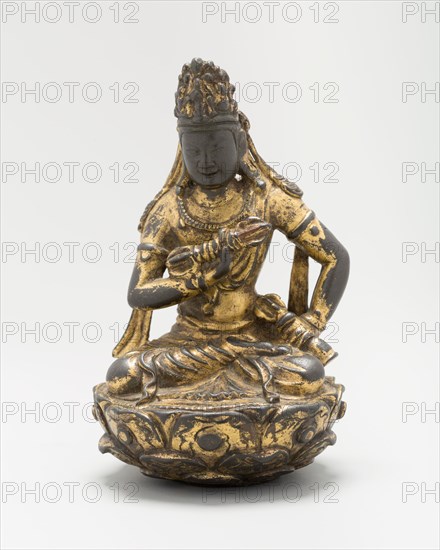 Vajrasattva Seated on Lotus Flower with Hands Grasping a...,  Tang dynasty, late 8th/early 9th centu Creator: Unknown.