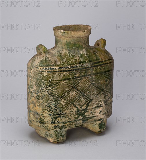 Rectangular Bottle with Loop Handles, Eastern Han dynasty (A.D. 25-220). Creator: Unknown.