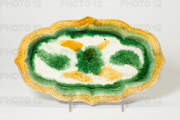 Elongated Foliate Dish with Fish and Central Floret, Liao or Jin dynasty, 10th/11th century. Creator: Unknown.