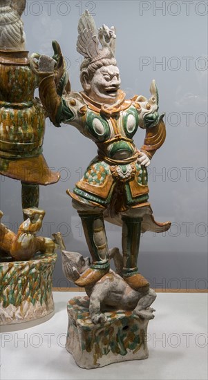 Armored Guardian King (Tianwang) Trampling Demon, Tang dynasty, 1st half of 8th century. Creator: Unknown.