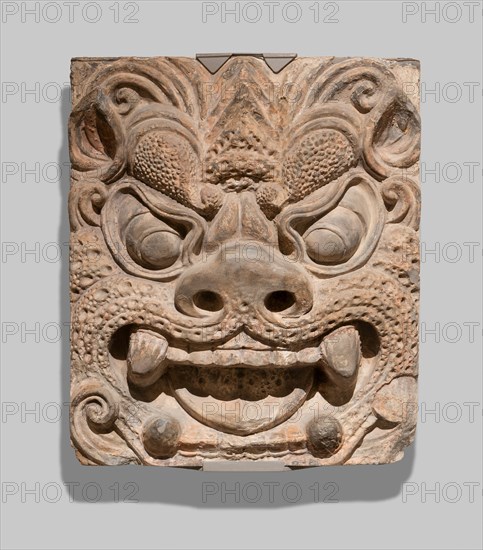 Architectural Brick with Ogre Mask, Tang dynasty (A.D. 618-907), prob. second half of 8th century. Creator: Unknown.