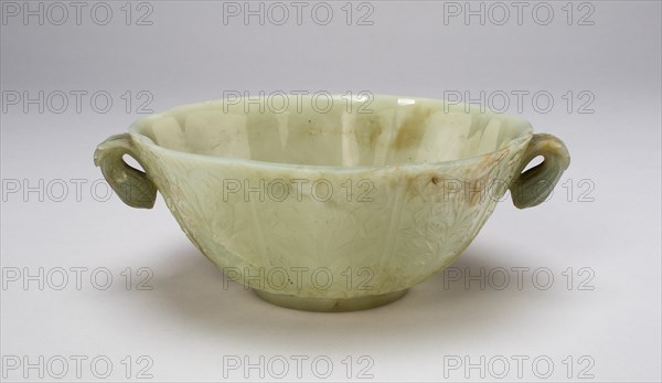 Lobed Lotus-Petal Bowl with Foliate Handles, 18th century. Creator: Unknown.