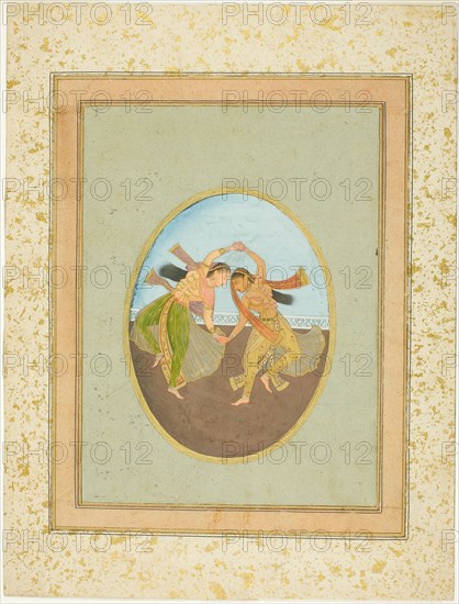 Two Girls Performing Kathak, 18th century. Creator: Unknown.