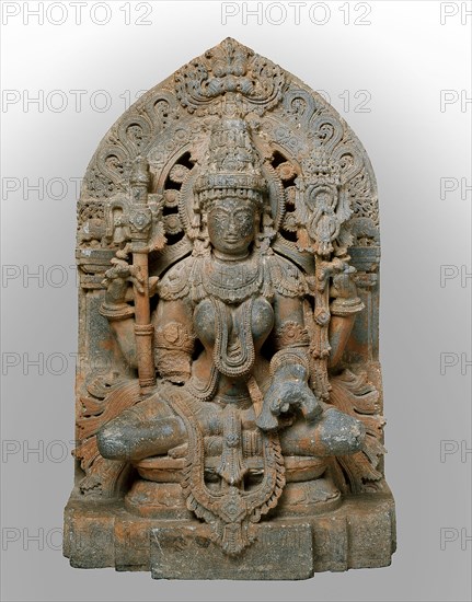Four-Armed Sarasvati, Goddess of Learning, Seated in Lotus Position..., Hoysala period, 12th cent. Creator: Unknown.