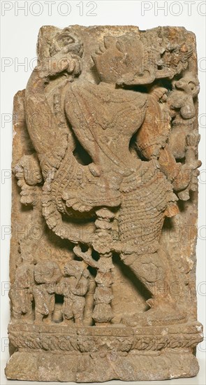 God Vishnu Measures the Universe in Three Strides (Trivikrama), About 12th century. Creator: Unknown.