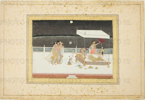 Seduction Scene on a Terrace by Moonlight, 18th century. Creator: Unknown.