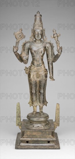 Four-Armed God Vishnu Holding Discus and Conch, Vijayanagar period, 15th century. Creator: Unknown.