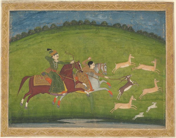 Prince and Princess Hunting Blackbuck, mid-18th century. Creator: Unknown.