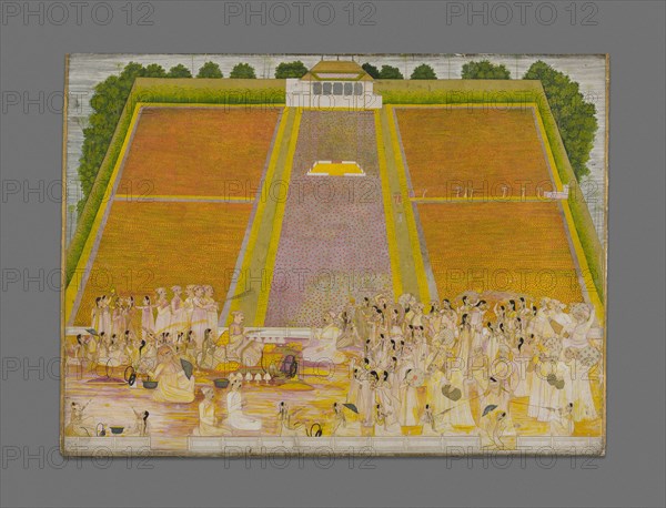 Holi Festival in a Walled Garden with Celebrants, c. 1763/1764. Creator: Unknown.