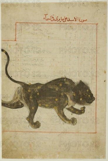 The Constellation Leo, folio probably from the Kitab suwar al-kawakib..., Timurid dynasty, c1500. Creator: Unknown.