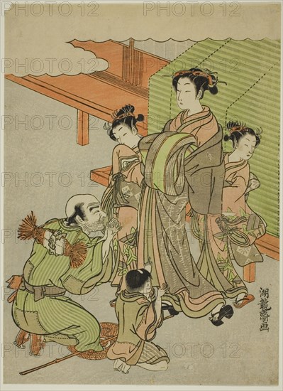 Begging for Alms, c. 1771. Creator: Isoda Koryusai.