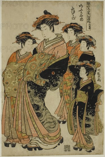 The Sixth Month (Minazuki): Nioteru of the Ogiya, from the series "Models for..., c. 1777/78. Creator: Isoda Koryusai.