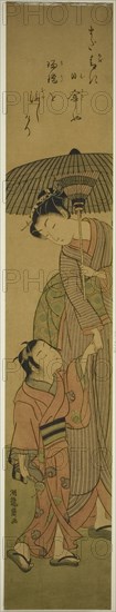 Woman and Child Under a Parasol, c. 1772. Creator: Isoda Koryusai.