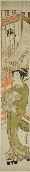 Young Woman Emerging from a Bathhouse, c. 1772. Creator: Isoda Koryusai.