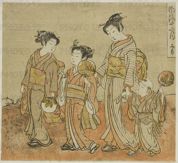 The Seventh Month (Fumizuki), from the series "Fashionable Twelve Months..., c. 1770/72. Creator: Isoda Koryusai.